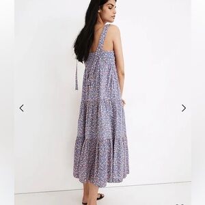Madewell Tie-Strap Tiered Midi Dress in Summer Vines XXS